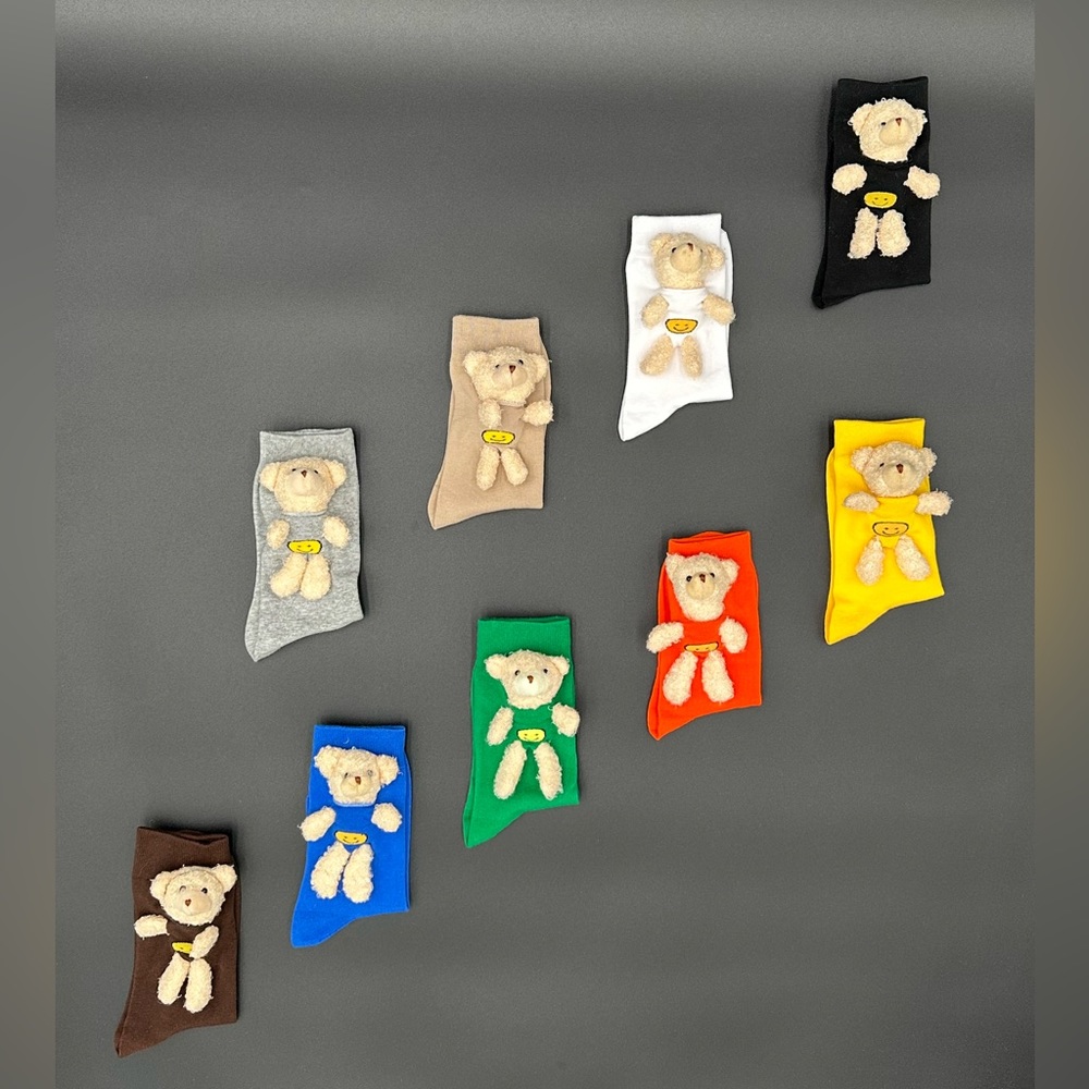 Cuddly Bear Socks Cute Gift Valentines Day Gift Colors